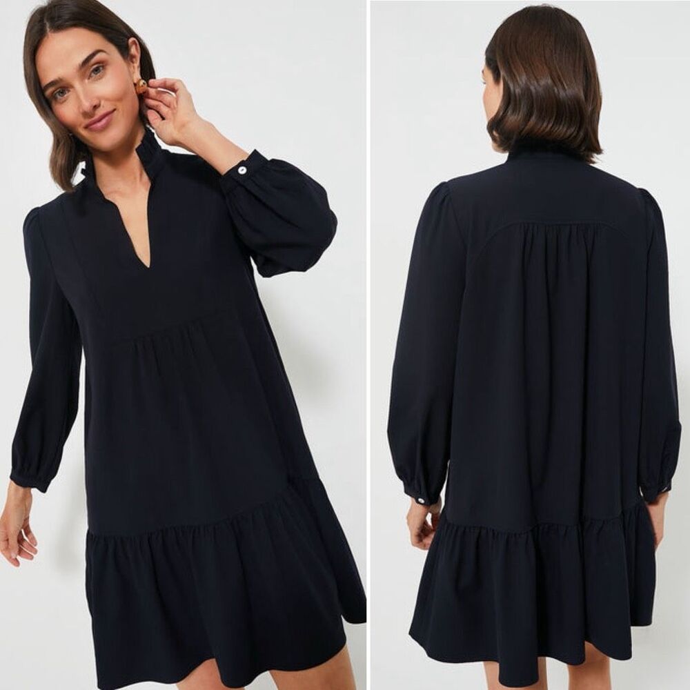 Tuckernuck Navy Crepe Palmerston Tiered Shift Dress Tuckernuck XXXL Preppy Chic - Picture 2 of 13